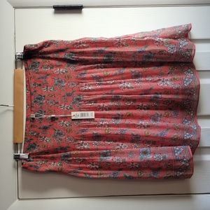 Max Studio  Pleated Floral Smocked Waist Skirt, XL